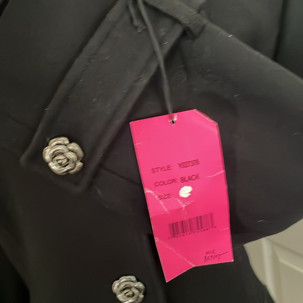 NEW BETSEY JOHNSON Belted Botton Black WOOL Coat - Picture 12 of 16